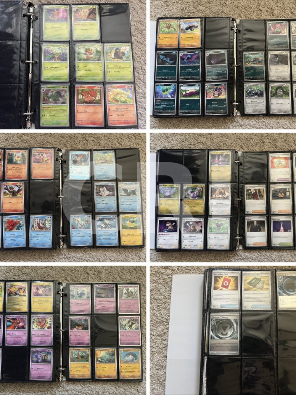 Pokémon Binder Lot 420 Cards + 5 Sealed Packs — 4 Incomplete Base Sets